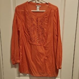 Peach Color Embroidered Women's Top